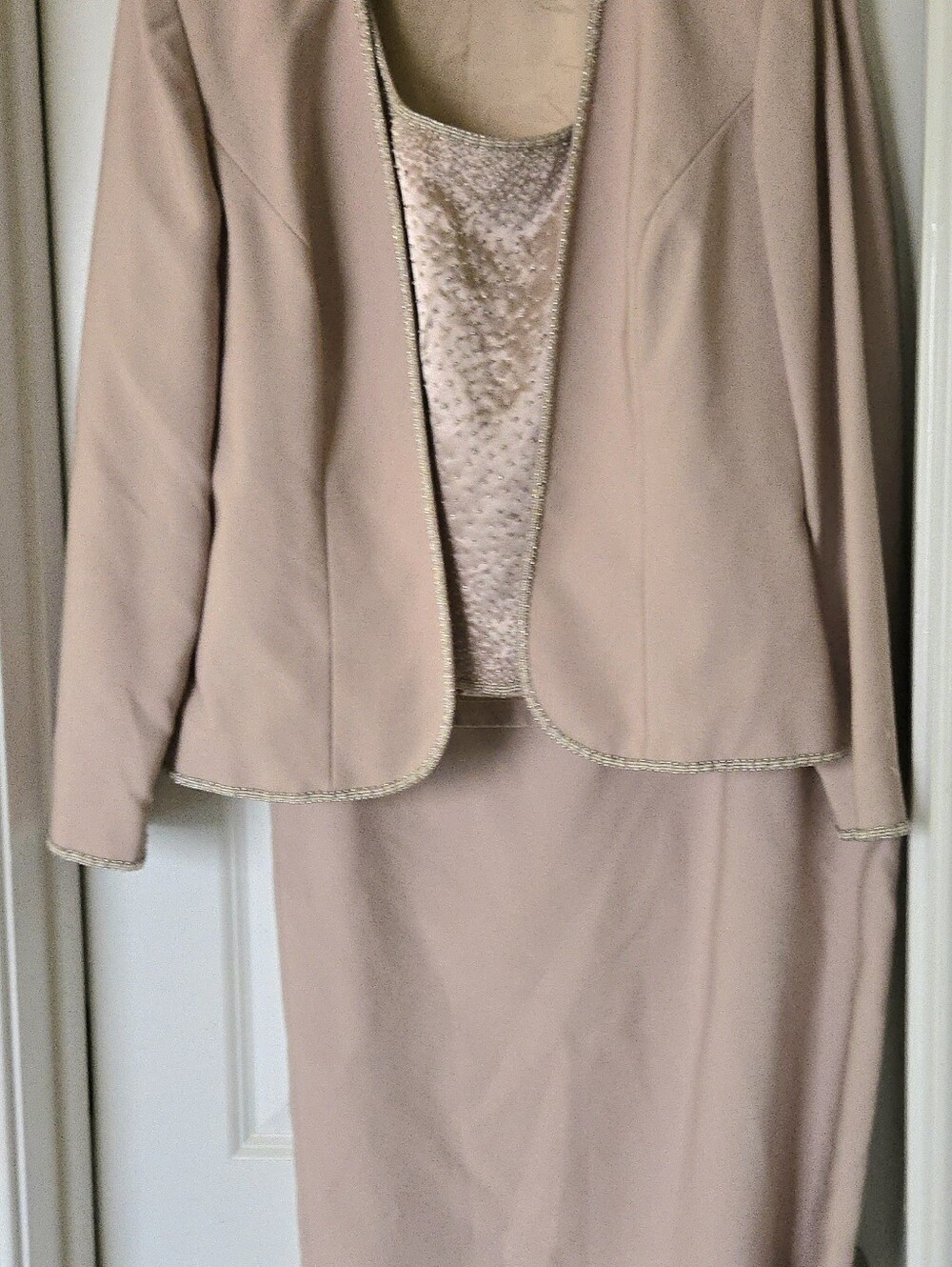 Vintage Caterina Couture By Jordan MOB 3 Piece Beaded Champagne Long Dress 10 - Picture 2 of 7